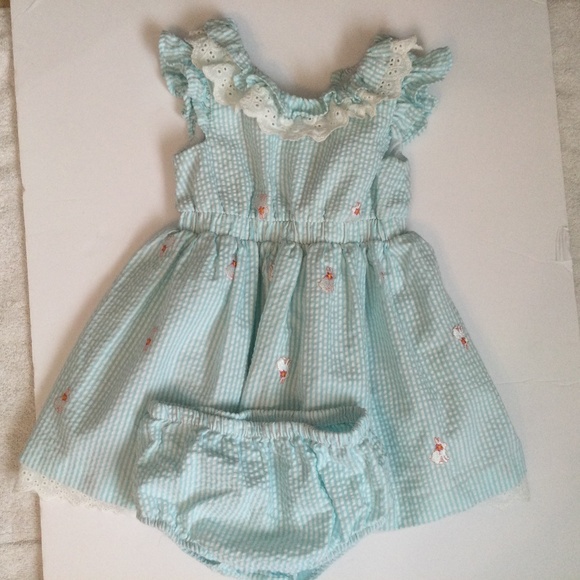 Bonnie Baby Blue Searsucker Dress with Matching Bloomers, Size 18 Month - Picture 5 of 5
